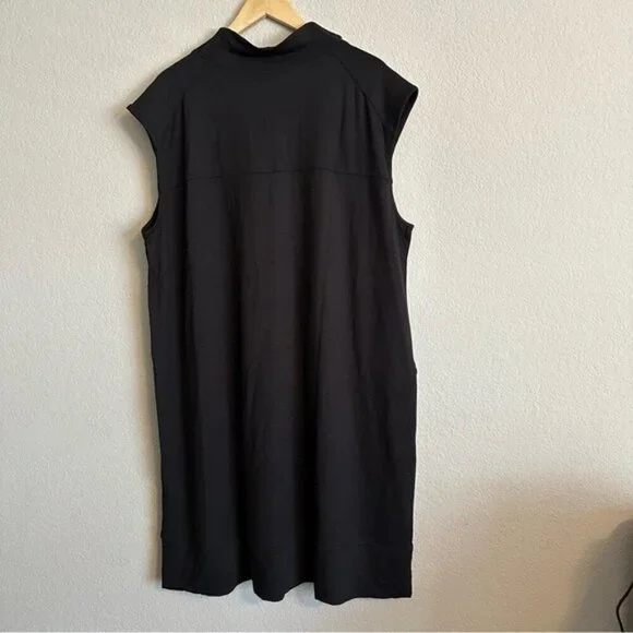 Maurices 24/7 Zip Up Front Sleeveless  Black Pockets Lagenlook Soft Dress Sz 1X - Picture 3 of 13